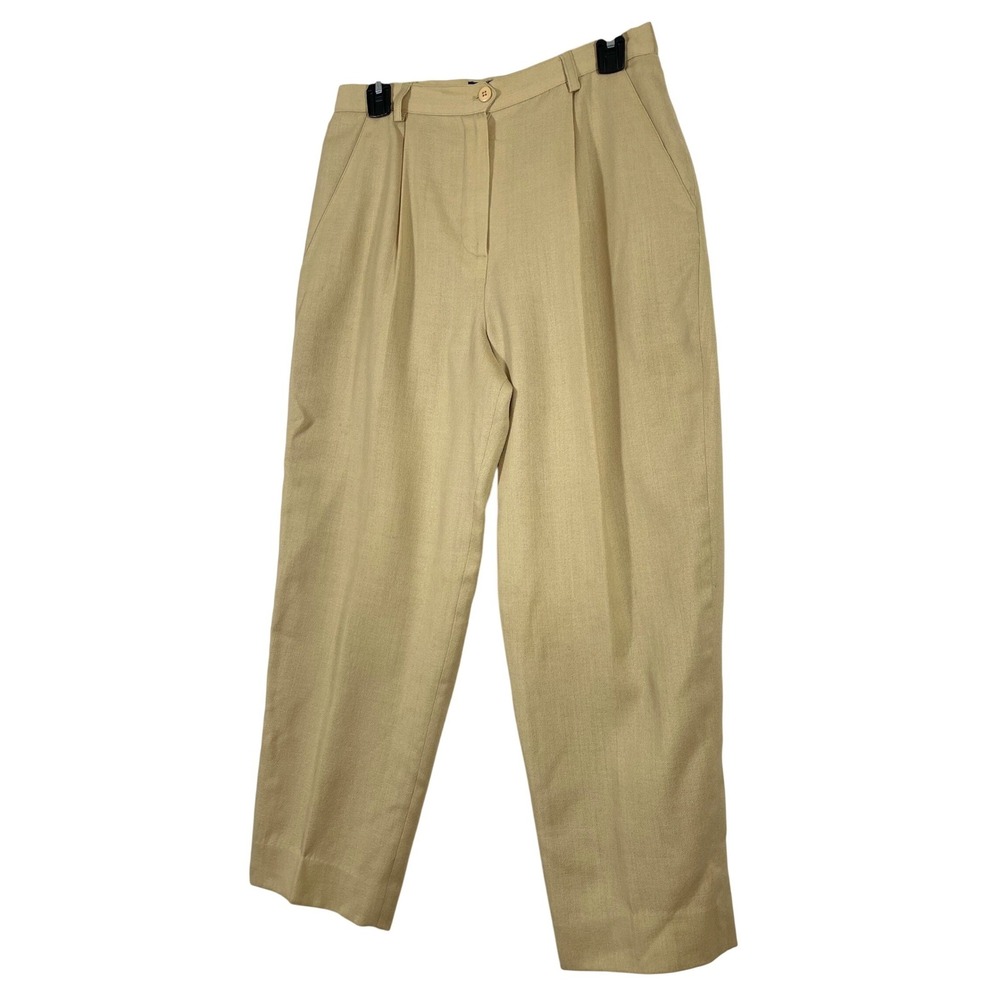 Norton McNaughton‎ Women Pants Petite Tan Pleated Wool Blend Trousers Size 10P